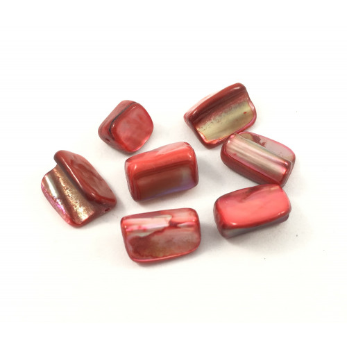 Rectangulaire tube mother-of-pearl shell red bead*